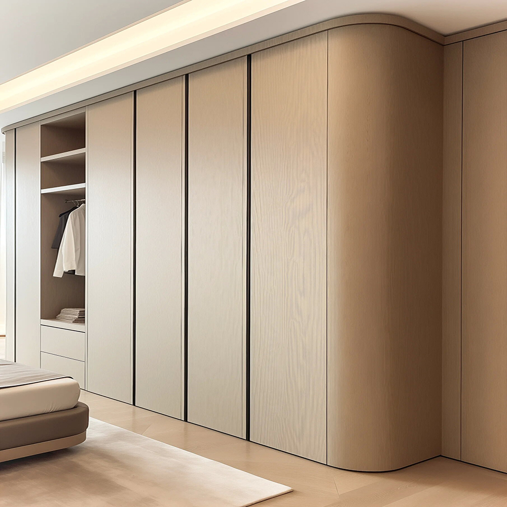 Home Luxury Custom Solid Wood Freestanding Adjustable Wardrobe with Door European Modern Style Durable Bedroom Wardrobe Cabinet