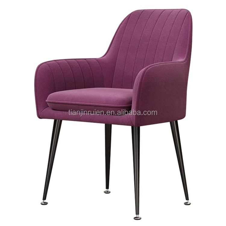 High Back Comfortable Yellow Upholstered Velvet Fabric Dining Chair with Cushion