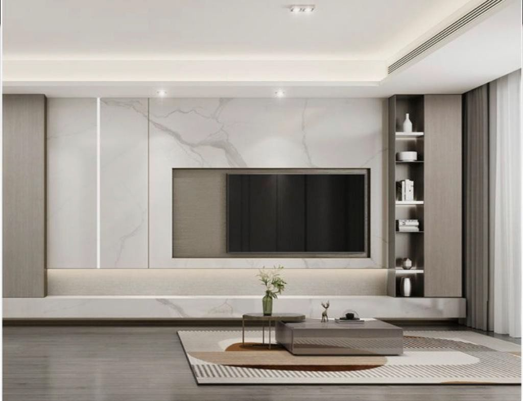 Customizable Solid Wood TV Wall Unit-Modular Large Capacity Storage Cabinet Set Modern Luxury Style LED Light Optional
