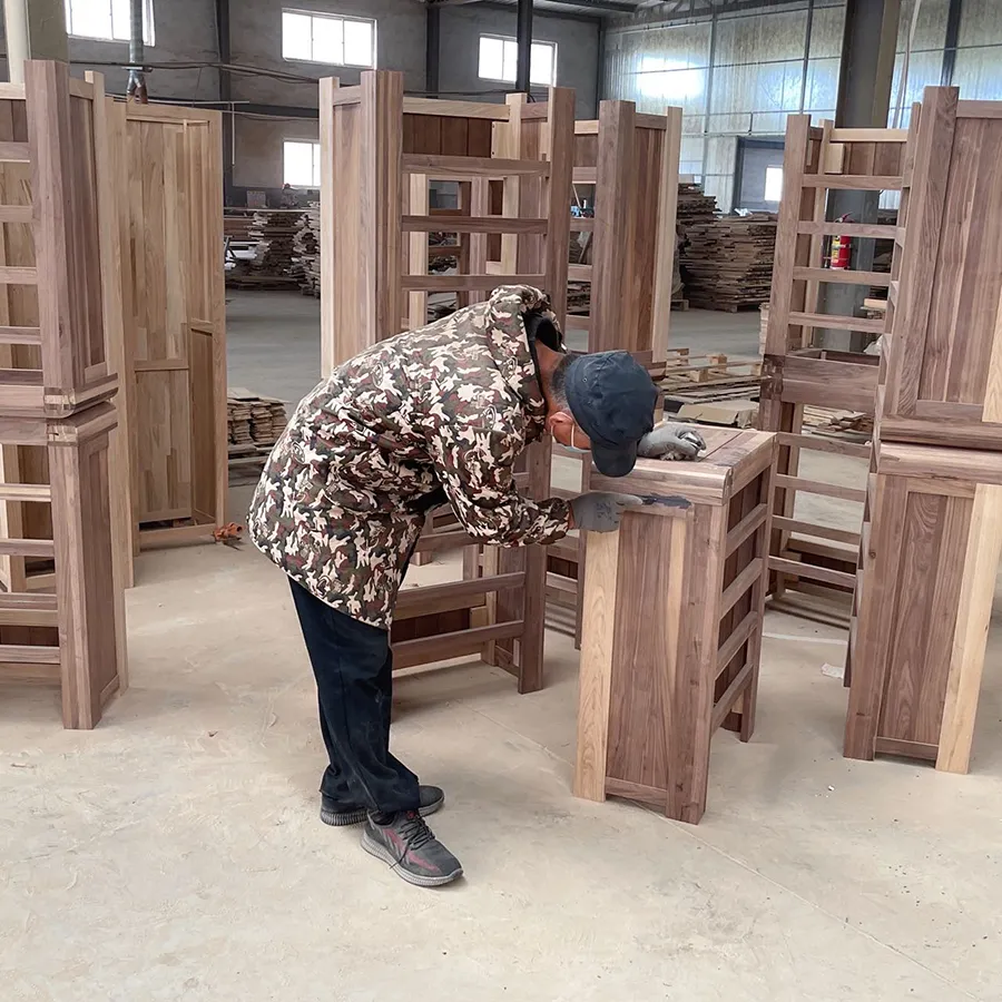 Solid Walnut Wooden Coffee Tables Nest of 3 7