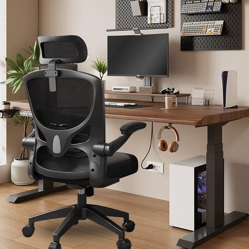 Cheap Ergonomic Chairs Luxury Mesh Comfortable Office Chair with Flip up Armrests Headrest