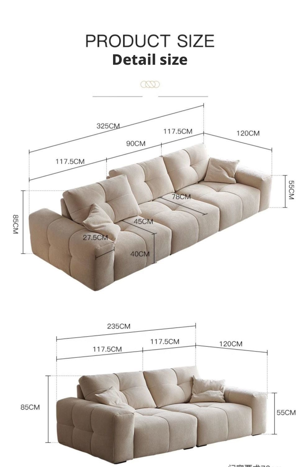 Fabric Sofa Movable Backrest pixel Sofa Mobile Backrest Living Room Modern Minimalist Sitting Deep Chenille