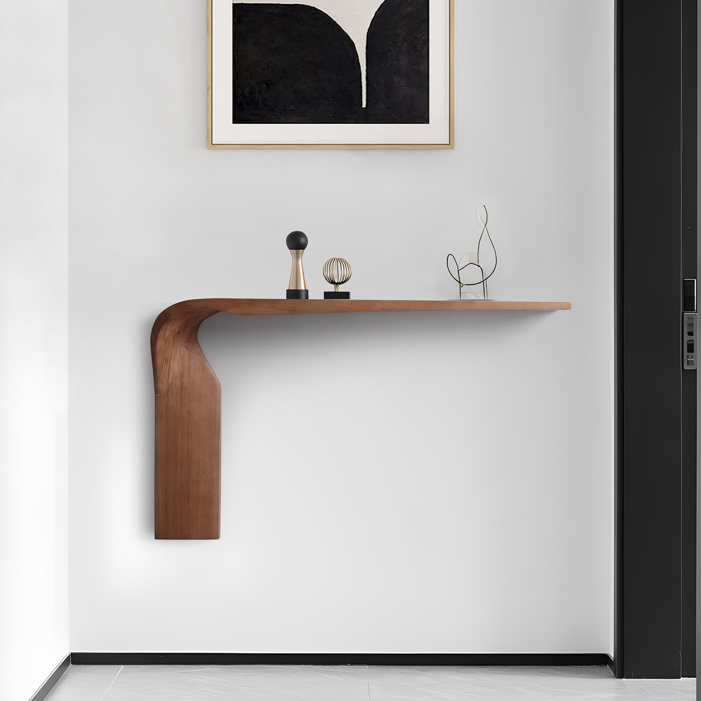 Designer Minimalist Modern Ash Wood Console Table Ultra-narrow Wall-mounted Design High-end Feel Entryway Storage Shelf 3-Year