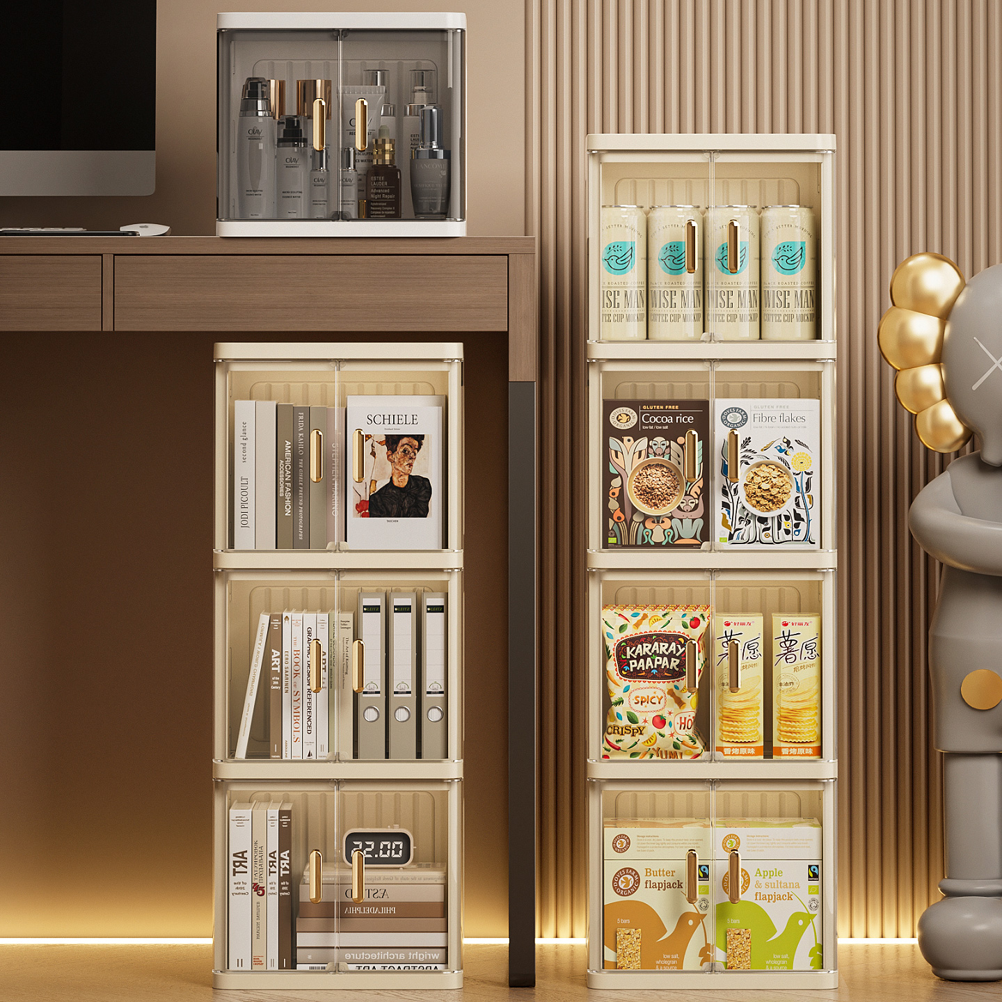 Multi-Layer Foldable Storage Cabinet New Injection Plastic Toy Snack Wardrobe Rack for Bedroom Home Use Storage Box