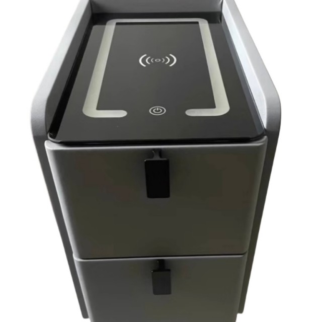 Smart Multifunctional Nightstand with Phone Charger &amp; Touch Control | Minimalist Bedroom Storage Cabinet