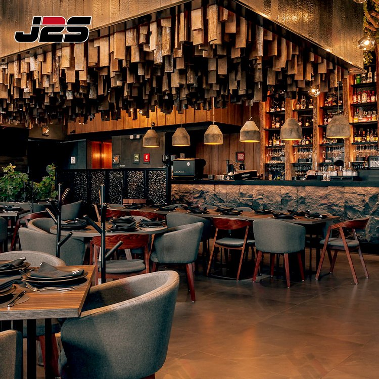 High-End Buffet Dining Restaurant Furniture Set with Wooden Round Tables and Chair