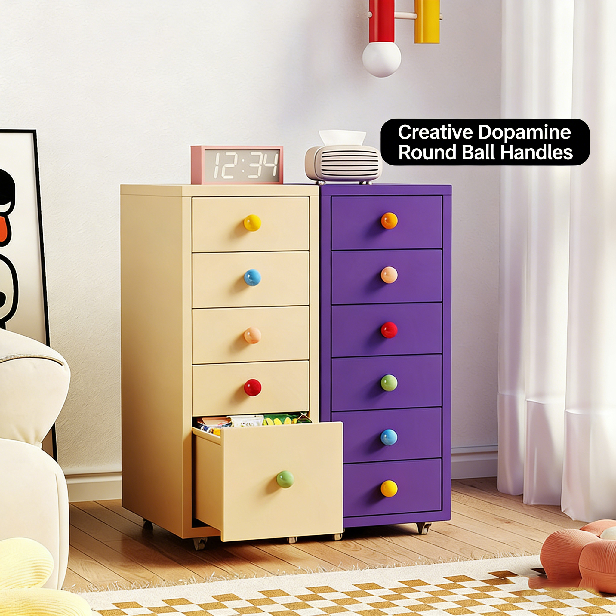 Modern Metal Dresser with 6 Drawers Tall Storage Cabinet for Bedroom Living Room Kids Dressers Chest Drawers Customizable Color