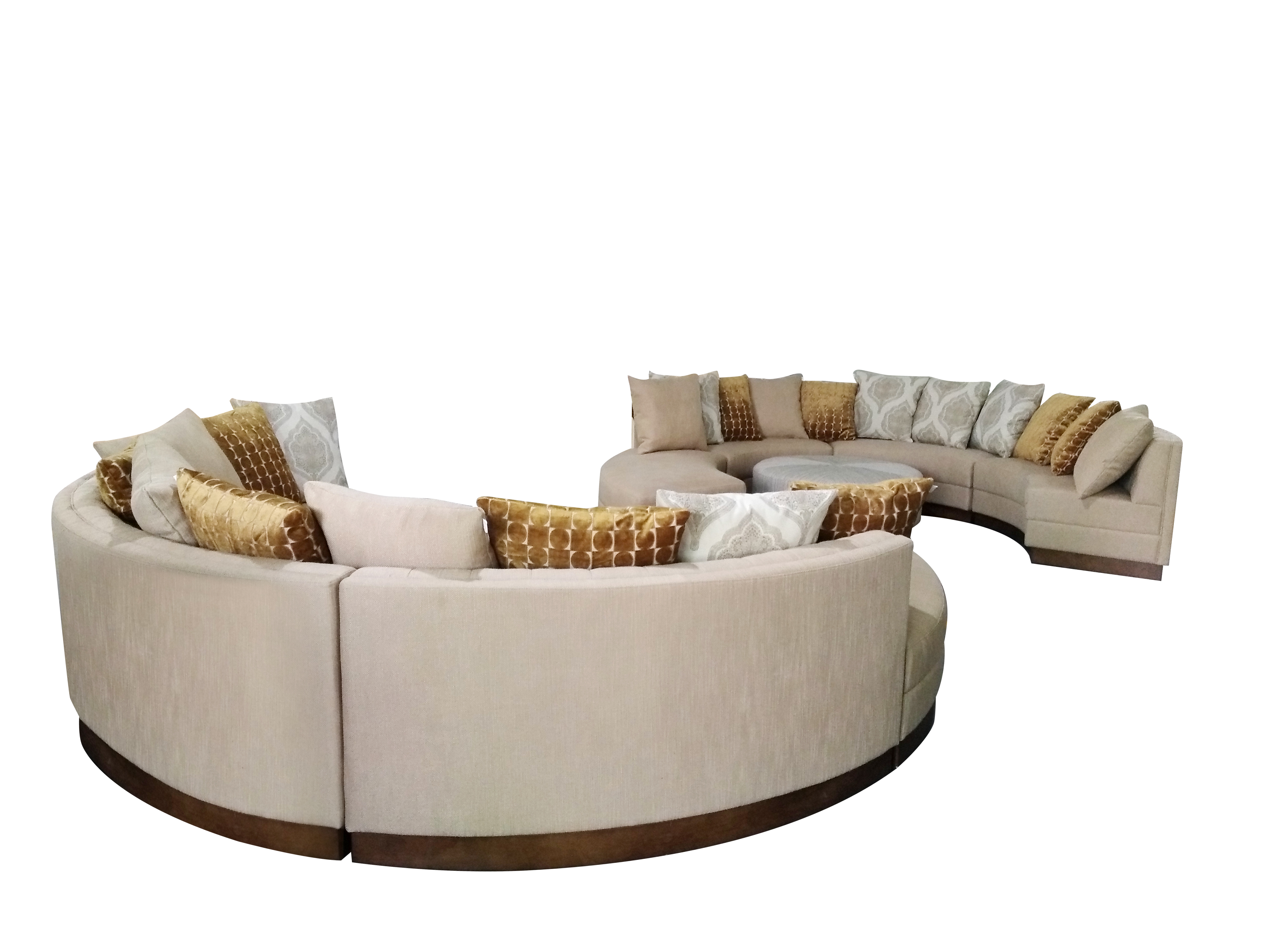Modern Luxury Villa Beige Modular Lounge Hotel Lobby Furniture Living Room Wood Frame Fabric S Shape Sectional Curved Sofa Set