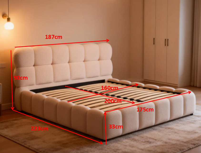 Hot Selling Modern Fabric Luxury King Size Soft Upholstered Bed Bubble Storage Bed Frame for Bedroom Furniture