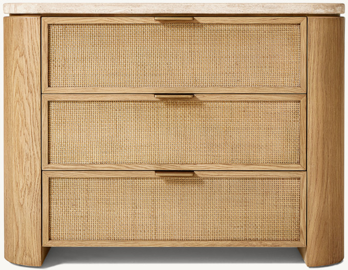 Modern Night Stand Rattan Wood Bedside Table with Storage Drawer for Bedroom Living Room