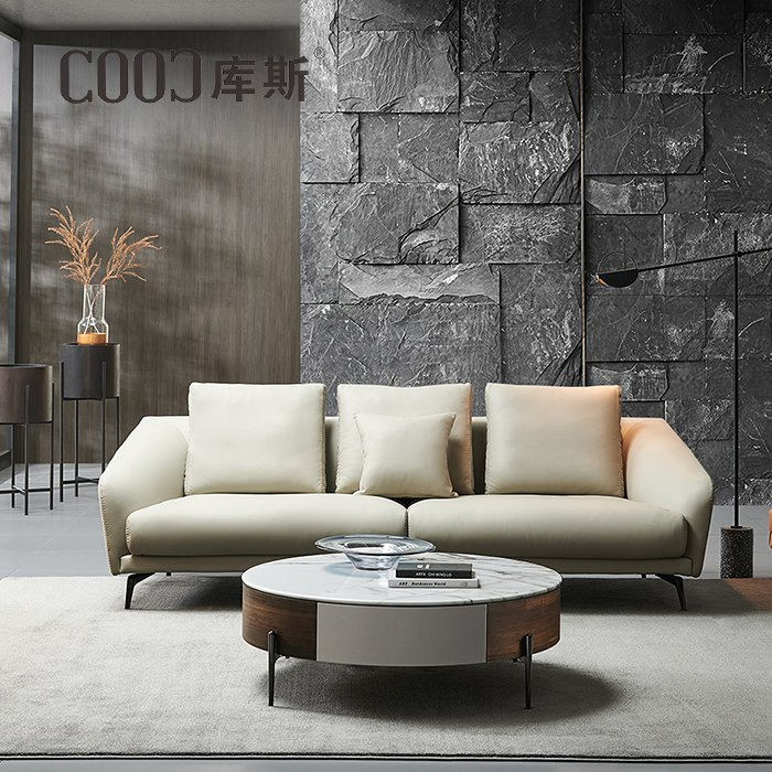 5% off Luxury Modern Villa Living Room Cooc Furniture Sets Genuine Leather Sofa Lobby Furniture Sets with Accent Chair Side Table