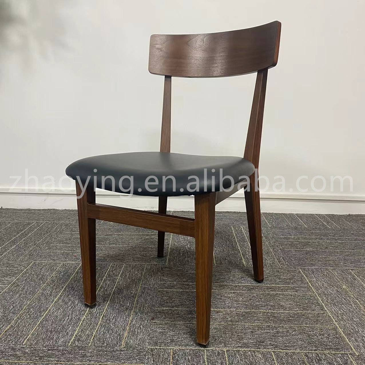 Small Size Wood Grain Color Frame Chair PU Cover Seating Chair Dining Chair for Canteen Restaurant Hotel Using