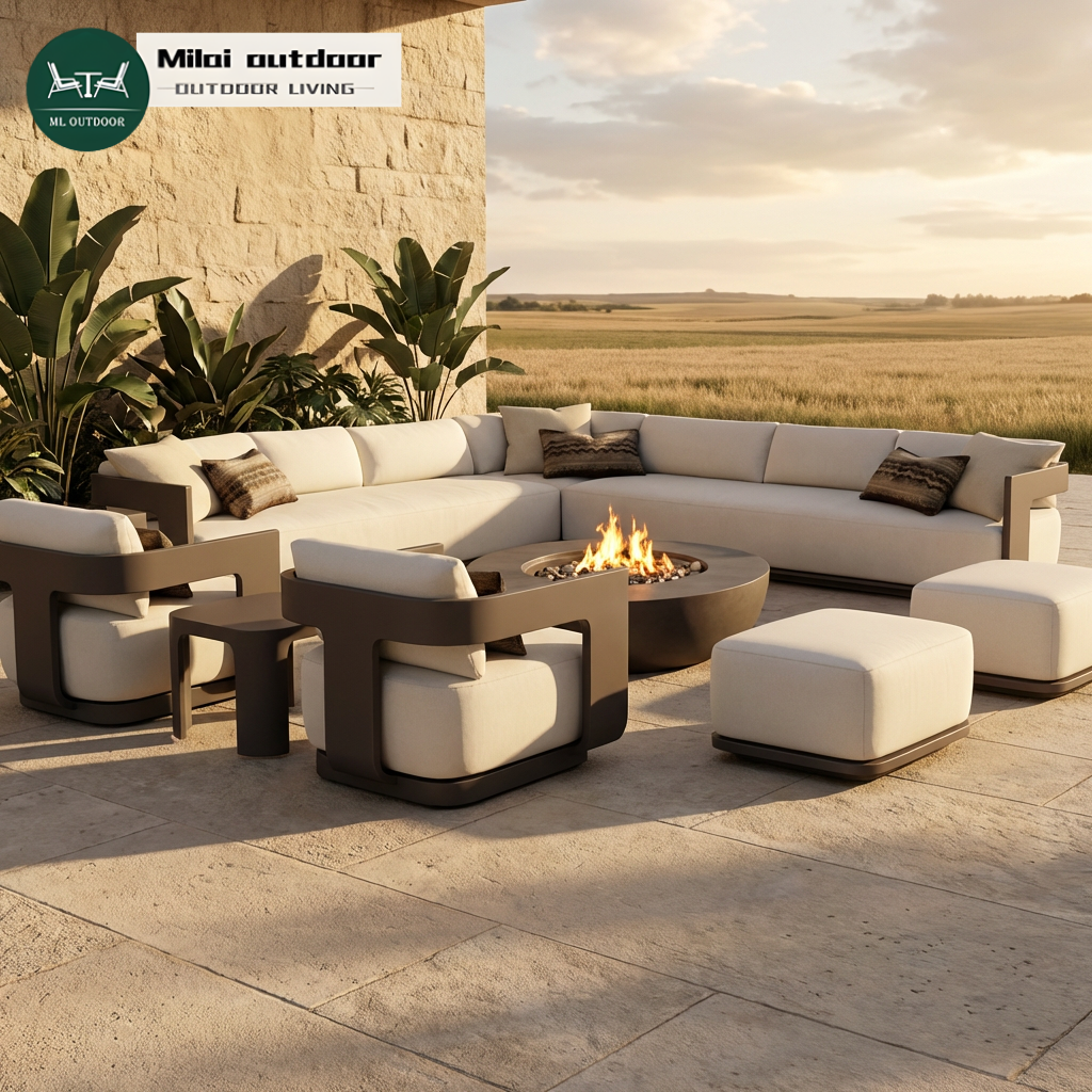 Aluminum Modern Garden Sofa Set Garden Outdoor Furniture Terrace Patio Outdoor Couch Sectional Luxury Courtyard Outdoor Sofa Set