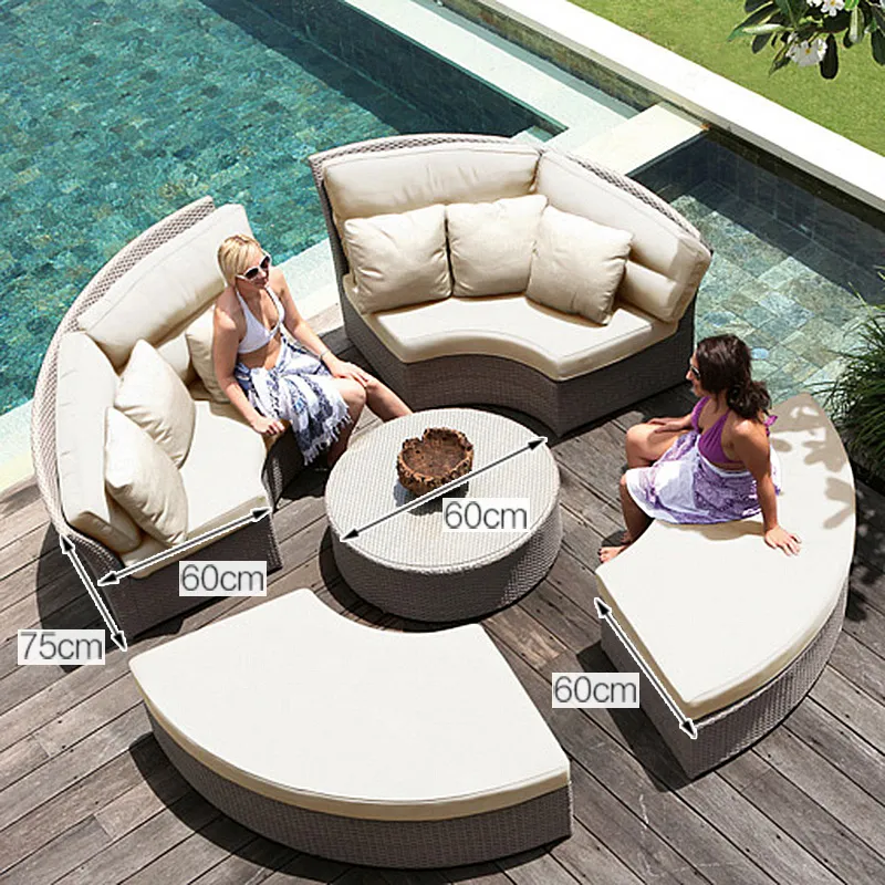 Modern Hotel Home Outdoor Patio Garden Wooden Living Room Aluminum Teak Sectional Corner Chair Sofa Rattan Furniture