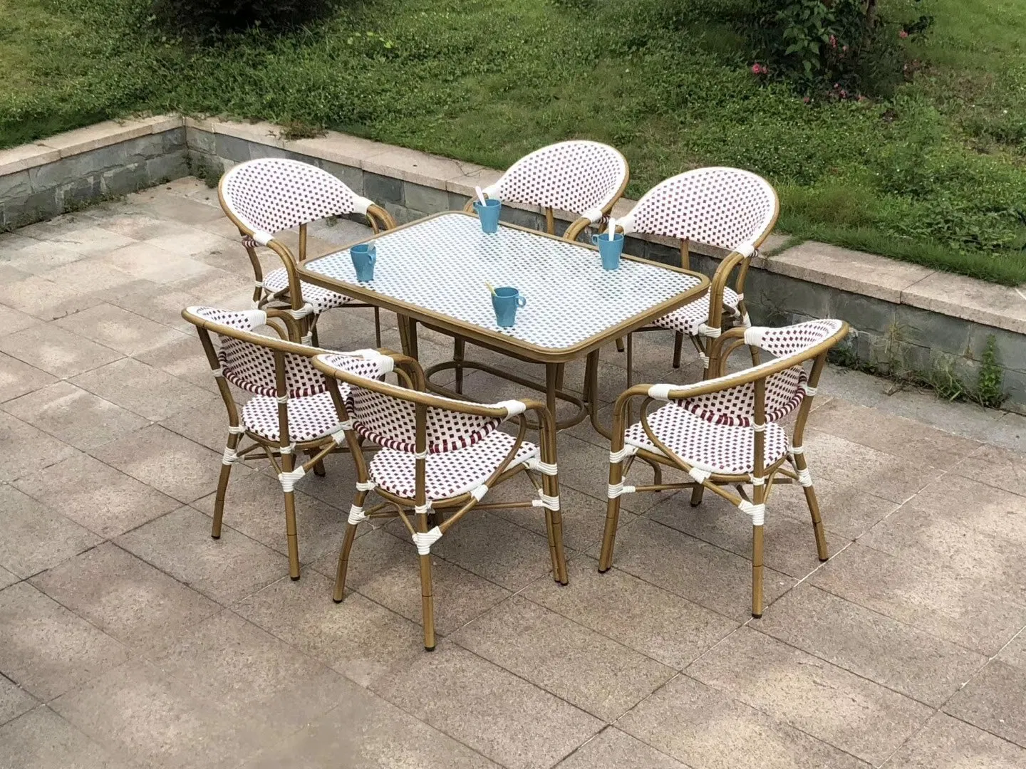 Antique Retaurant Hotel Resort Villa Dining Room Rattan Table and Chair Set