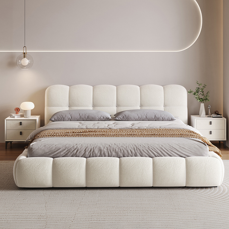 Boucle Cloud Bed Marshmallow Puff Bed Frame King Queen Size Modern Bedroom