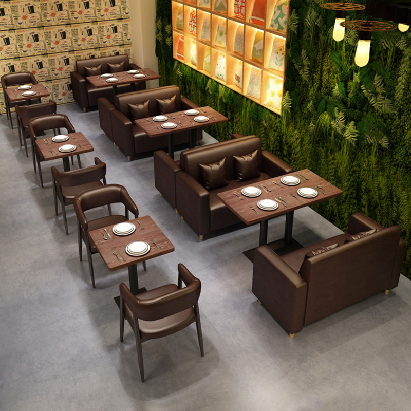 Hot Sell Vintage Restaurant Tables And Chairs Retro Commercial Restaurant Furniture Booth Sofa Seating Dining Chair And Tables