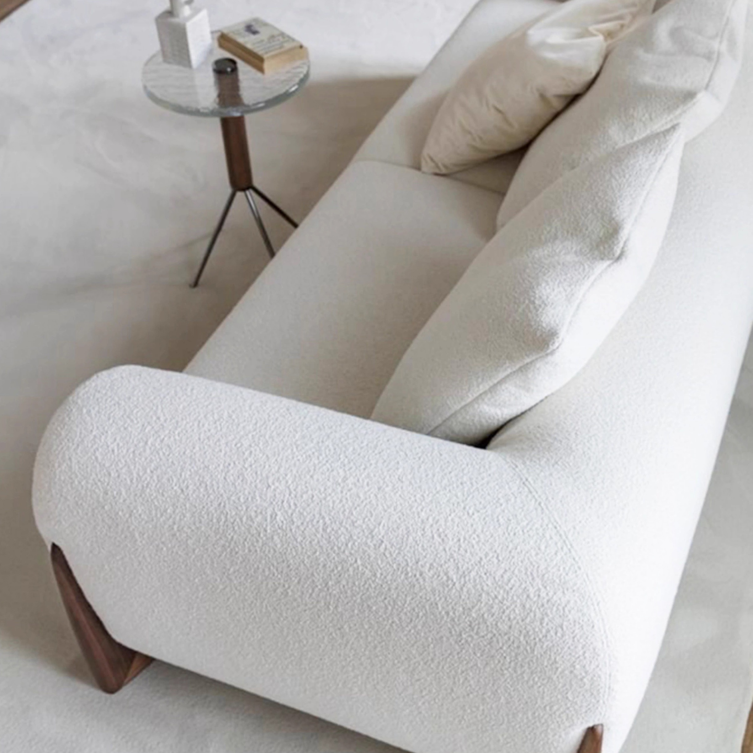 Zayshine Nordic Modern Luxury Cream White Sherpa Living Room Sofa Set Velvet Modular 3-seater Apartment Villa Hotel Leisure Sofa