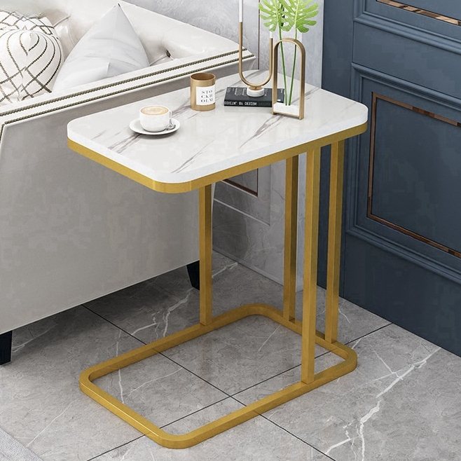 Modern Metal Freestanding Cubby Shelf Side Table for Living Room Versatile Coffee Table and Sofa Side Table with Storage Shelf