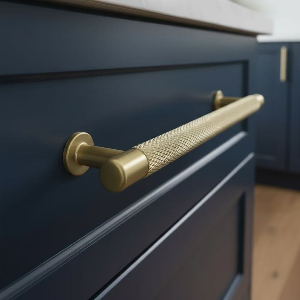 Gold Steel Modern Knurled Bar Pull Handles For Kitchen Dresser Drawer Bedroom Exterior Use-Durable Eco-Friendly