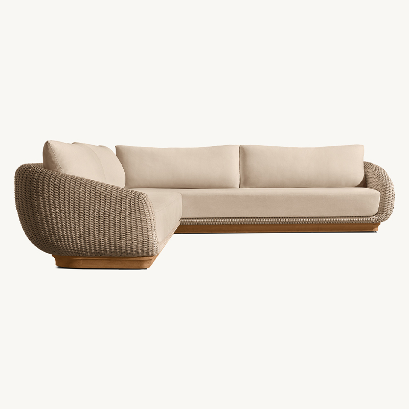 Luxury Hotel L-shaped Sofa Courtyard Rattan Outdoor Sofa Set Waterproof All-weather Garden Sofa Set Modern Garden Furniture Set