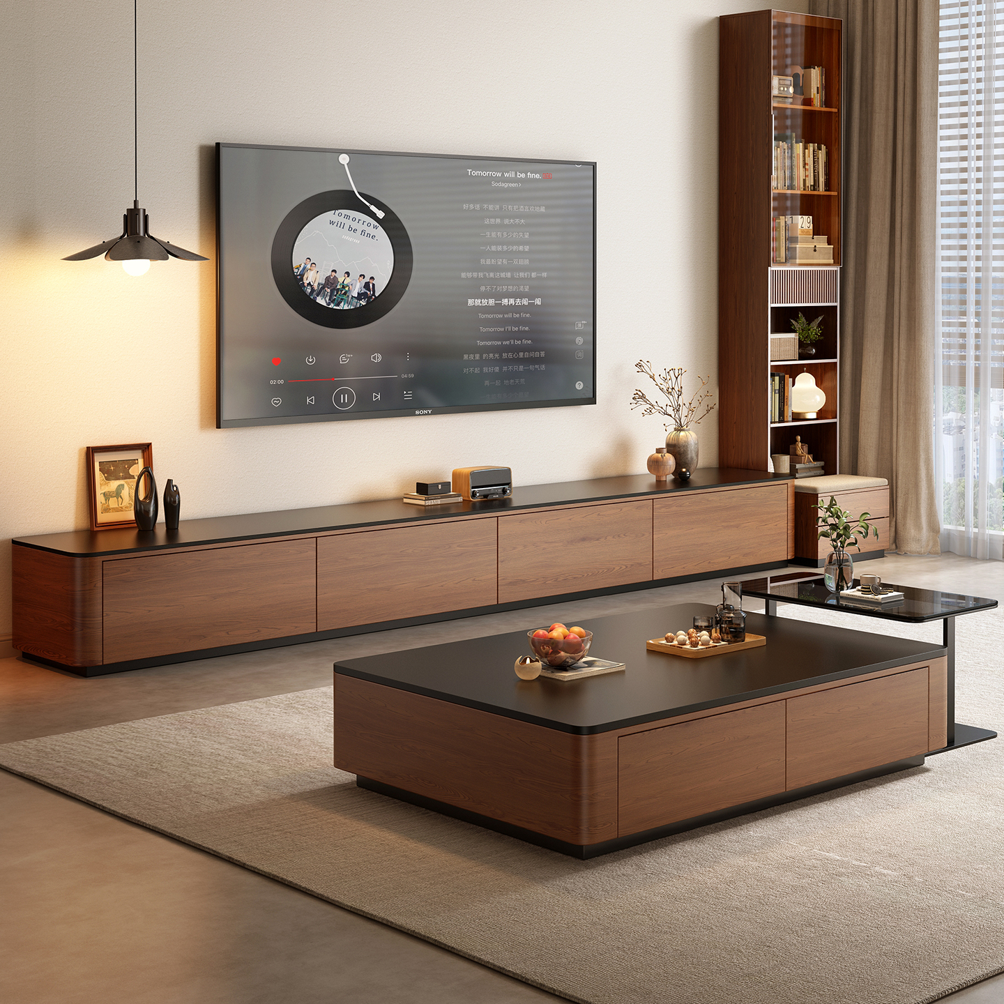 Modern Floor-Standing TV Stand With Storage Eco-Friendly &amp; Durable Design For Hotel Apartment Use Fits 60-64in TVs Easy Assembly