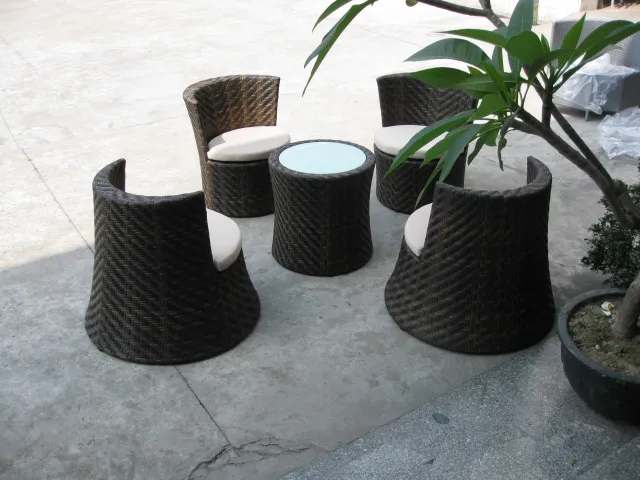 Antique Restaurant Hotel Resort Villa Dining Room Rattan Table and Chair Set Design 1