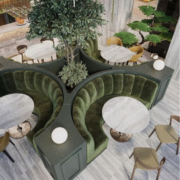 Cafe Furniture Modern Design Restaurant Sofa With Flower Slot Minimalist Milk Tea Coffee Shop Booth Seating