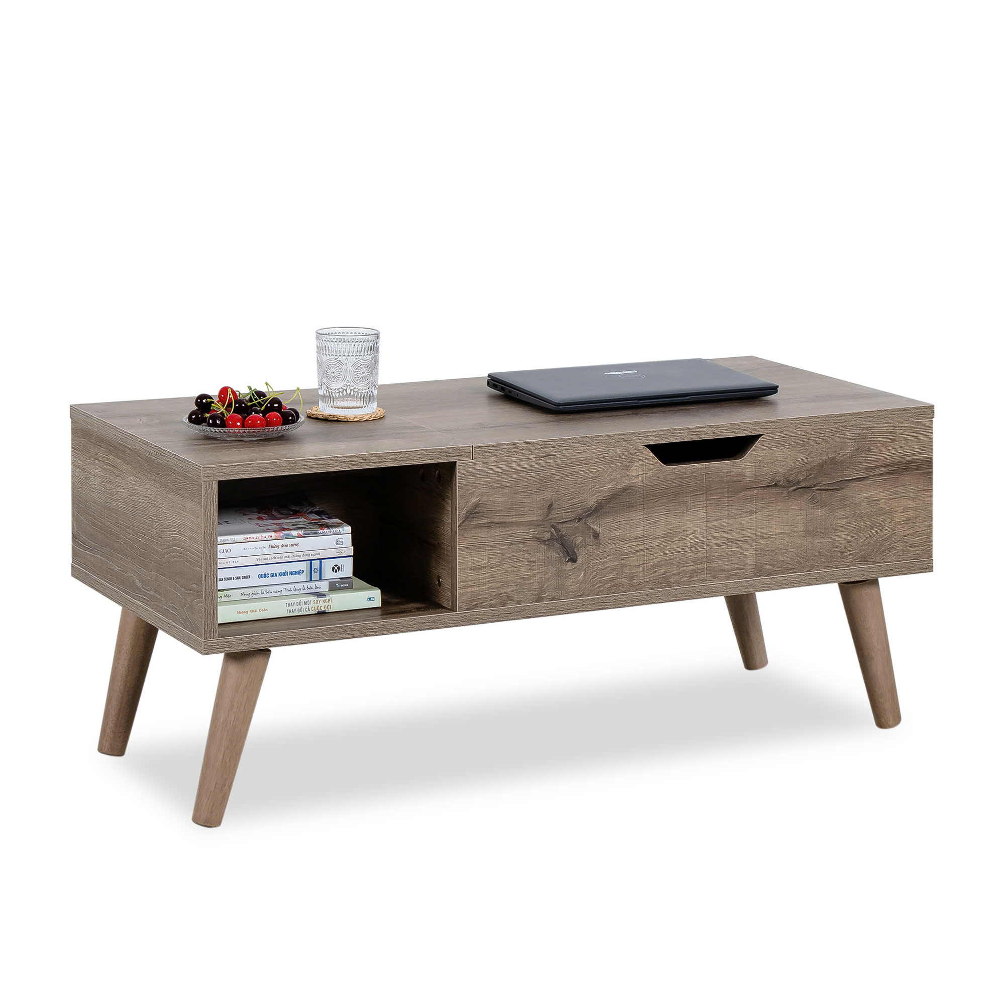 Acacia Wood Living Room Table Decor Coffee Table Rectangular Lift Top Storage Coffee Table