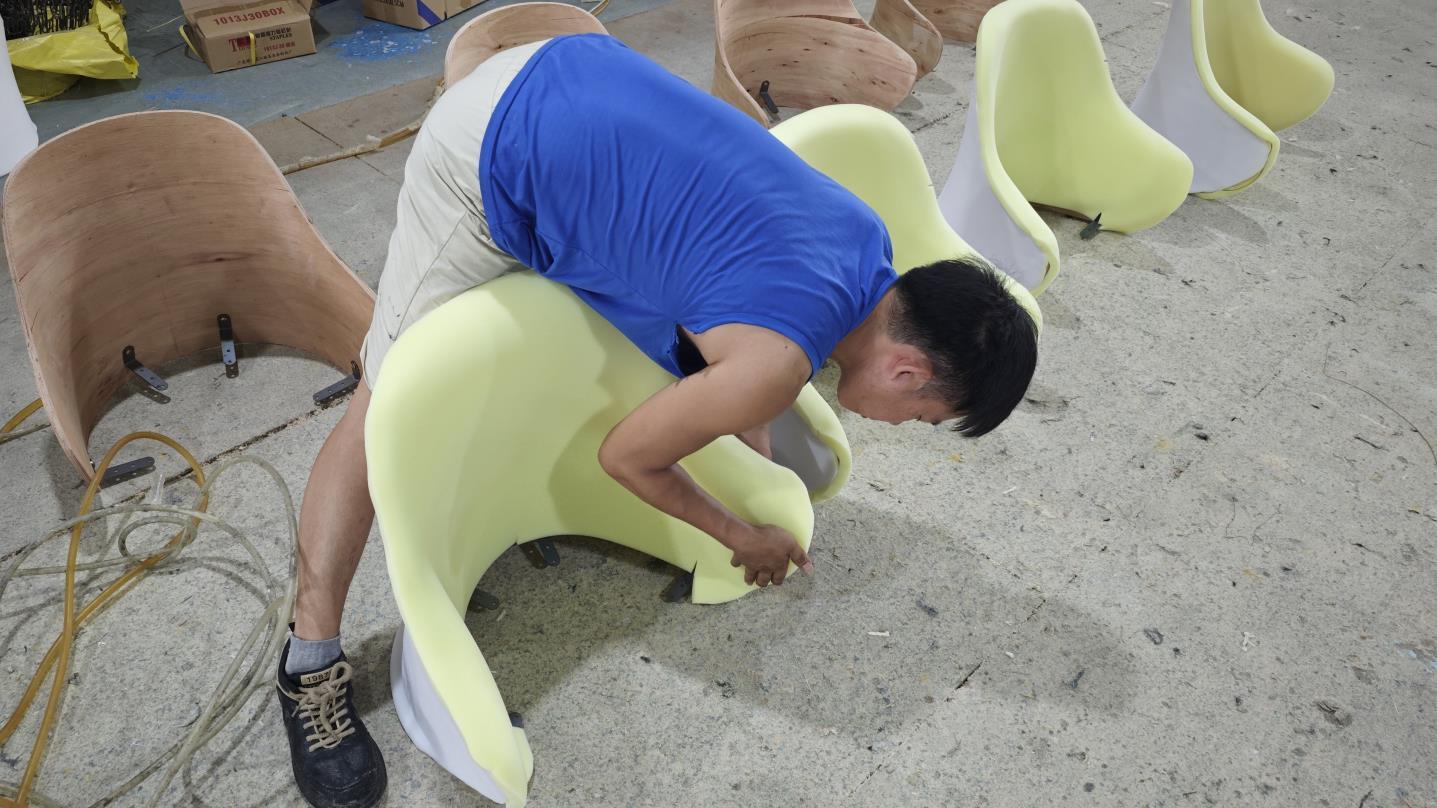 Sponge bonding and sticking process for sofa cushion manufacturing at Ambrose Home