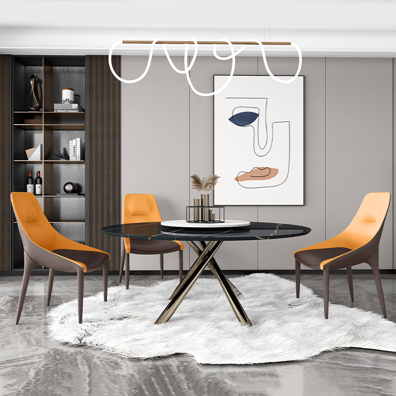 Modern Home Dining Metal Leg Furniture Coffee Marble Banquet Dining Table Furniture Set