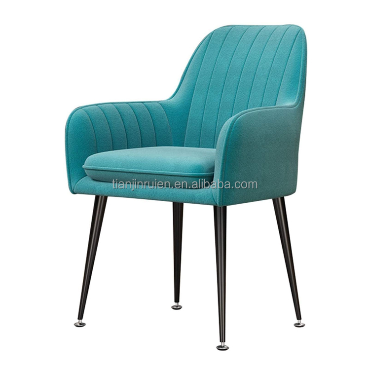High Back Comfortable Yellow Upholstered Velvet Fabric Dining Chair with Cushion