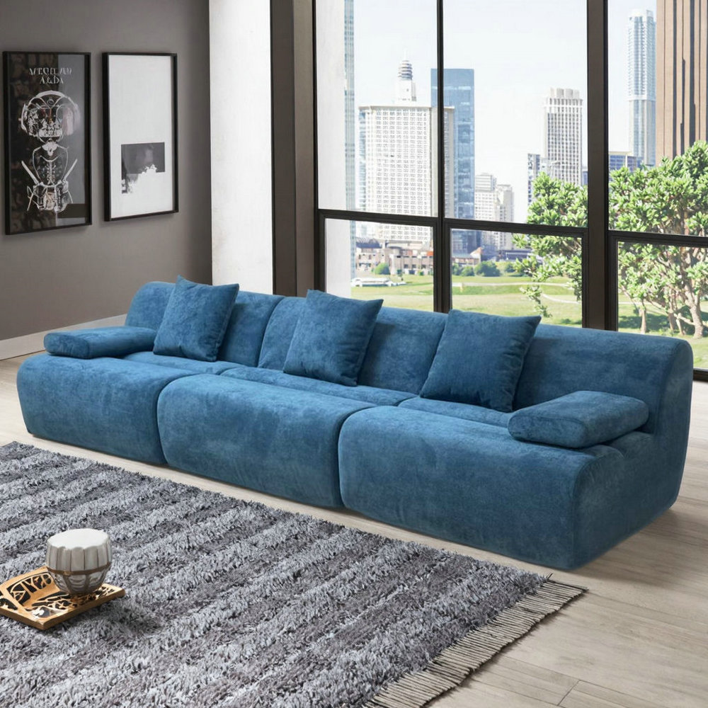 Modern Fabric Compress Sofa Upholstered Comfortable Durable for Apartment Hotel Warehouse