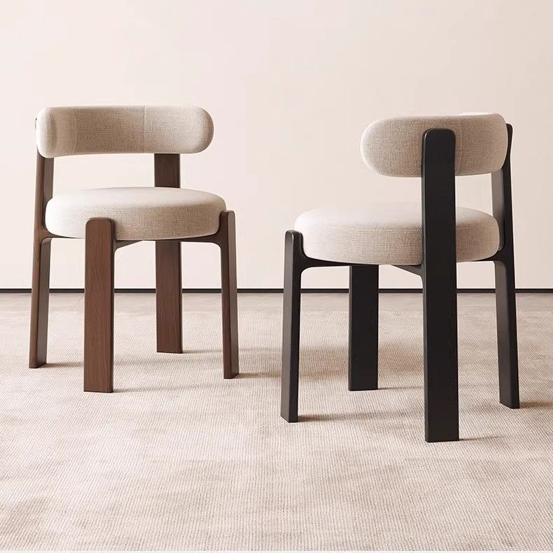Nordic Designer Upholstered Wood Chair Sculptural Geometric Solid Wood Dining Armchair For Hotel Project And Restaurant