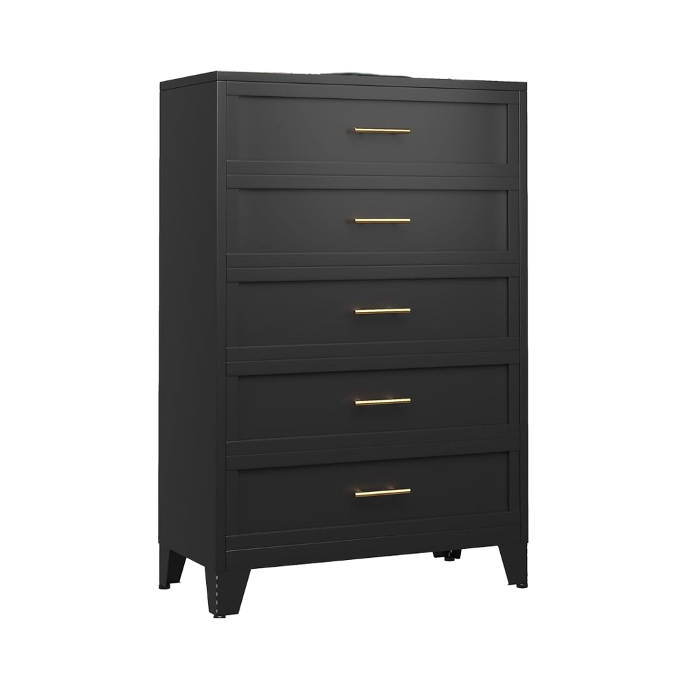 UCHANCE Metal Tall Black Dresser 53.54" H 5-Drawer Chest for Bedroom Living Room &amp; Hallway