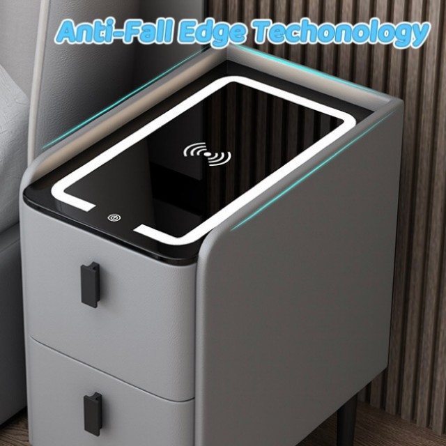 Smart Multifunctional Nightstand with Phone Charger & Touch Control