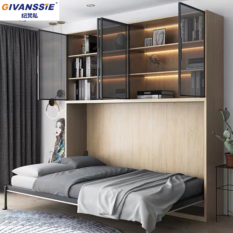 Top-Notch Quality Custom-Made Wooden Murphy Bed Budget-Friendly Invisible Wall Bed With Wardrobe Murphy Sofa Set Folding Beds