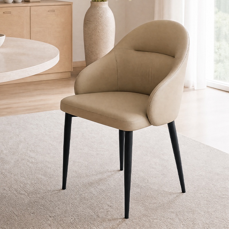 Comfortable Modern Faux Leather Upholstered Dining Chair With Metal Legs For Home And Commercial Seating
