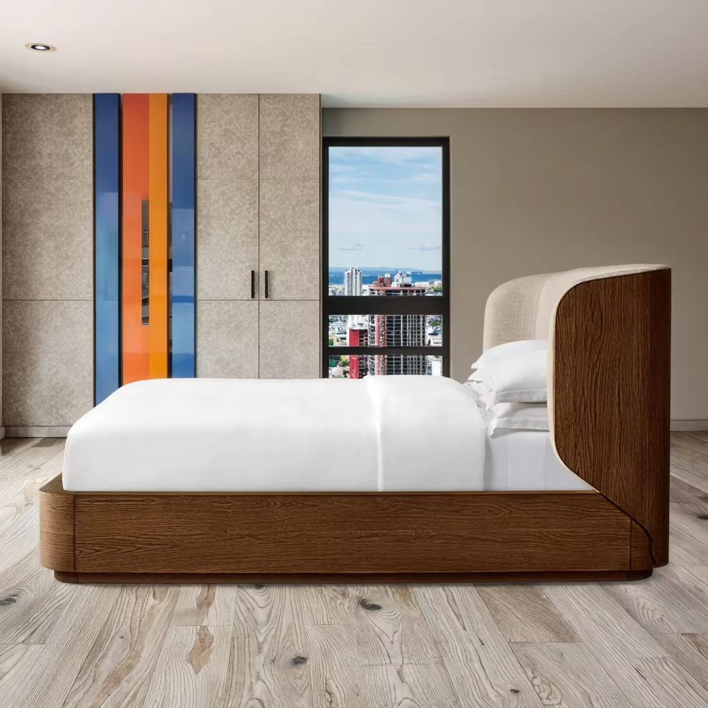 Modern Vintage Hand Carved Solid Wood Frame Apartment Bedroom Furniture Box Bed with Storage Design Space-Saving Upholstered Bed