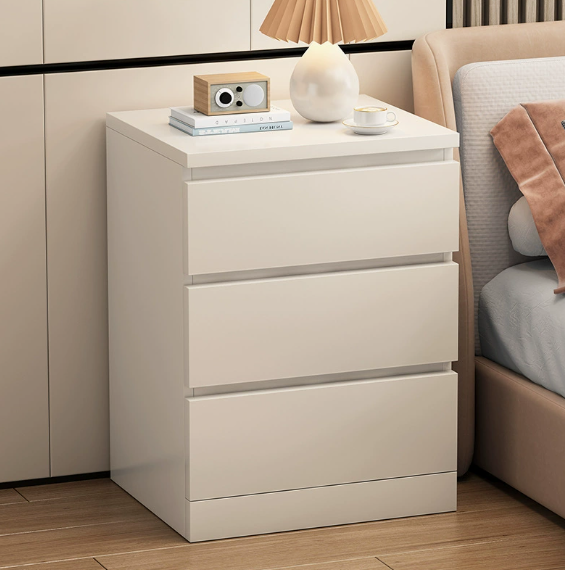 Wholesale Modern Minimalist MDF Bedside Storage Cabinet 3 Drawers Multifunctional Nightstand Bedroom Furniture Factory Direct