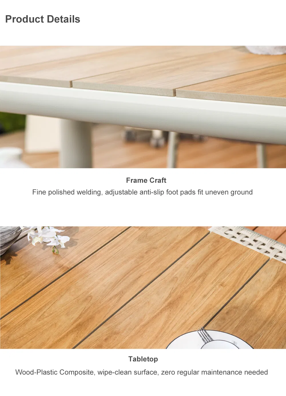 Aluminum Alloy Outdoor Dining Table and Chair Set for Balcony Courtyard Park