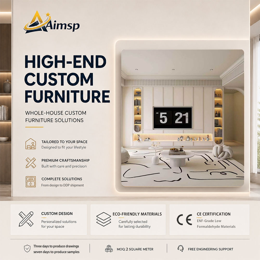 Aimsp Minimalist New Design Wooden Wall Unit Tv Stand Modern Luxury Tv Cabinet Design For Customized Furniture Set