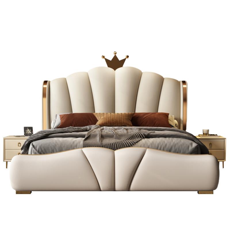 New Upholstered Beds Morden King Double Size Wood Solid Bed Frames Light Luxury Soft Bed Bedroom Furniture Set Manufacturers