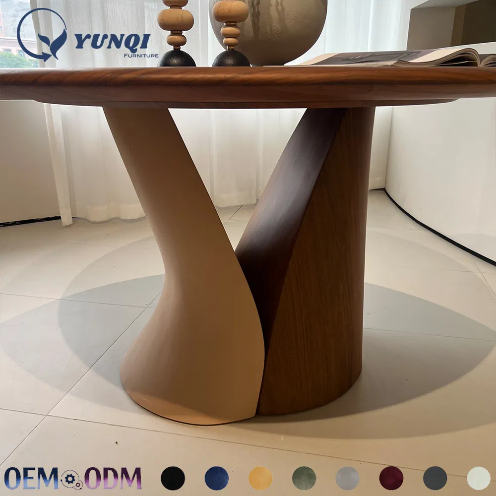 Modern Natural Restaurant Furniture Round Oak Solid Wood Modern Dining Table