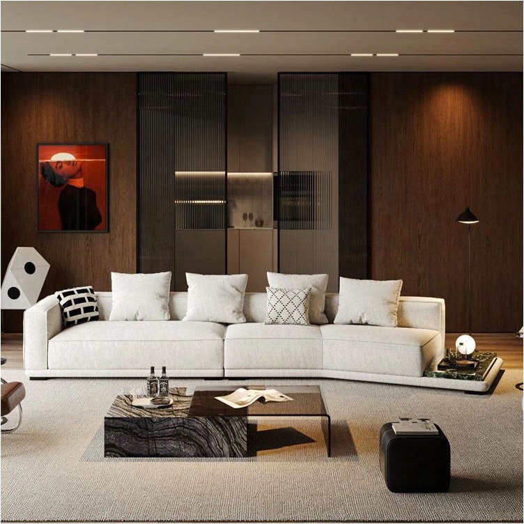 Modern Luxury Lightweight Modular Sectional Sofa Convertible Massage Fabric Three Seat Inflatable Sponge Apartment Living Room