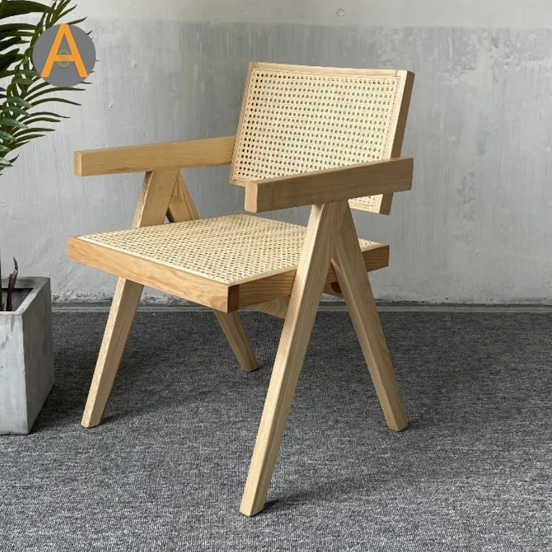 Modern MID Century Rattan Accent Chair Seating Indoor Furniture with Armrest