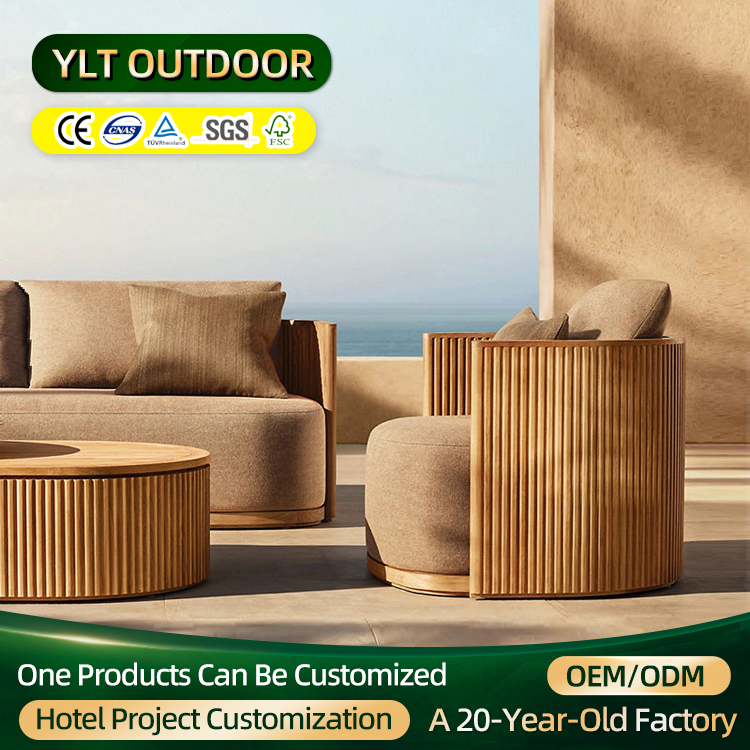 Northern Europe Outdoor Furniture Garden Sofa Anti-Corrosion Weather Resistance Teak Sofa