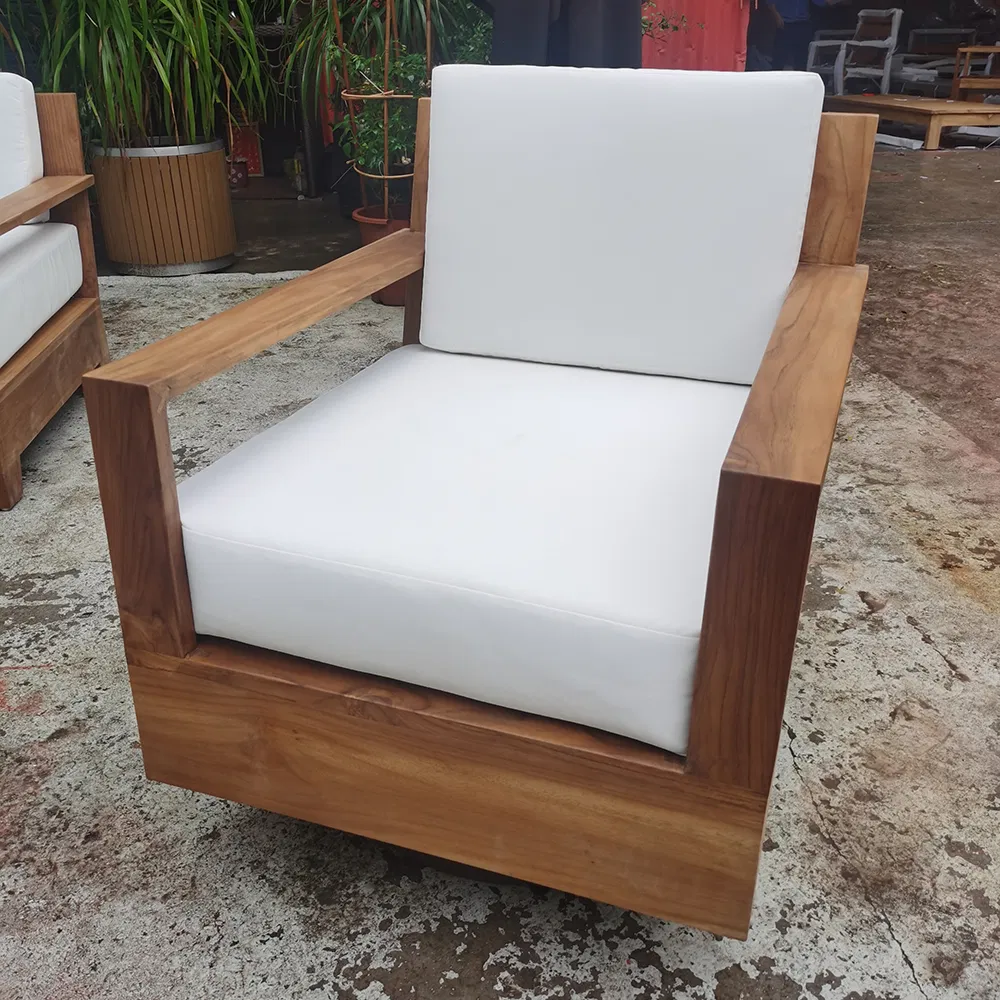 Wholesale Waterproof Furniture with Cushions Living Room Balcony Patio Hotel Teak Wood Garden Sectional Outdoor Sofa