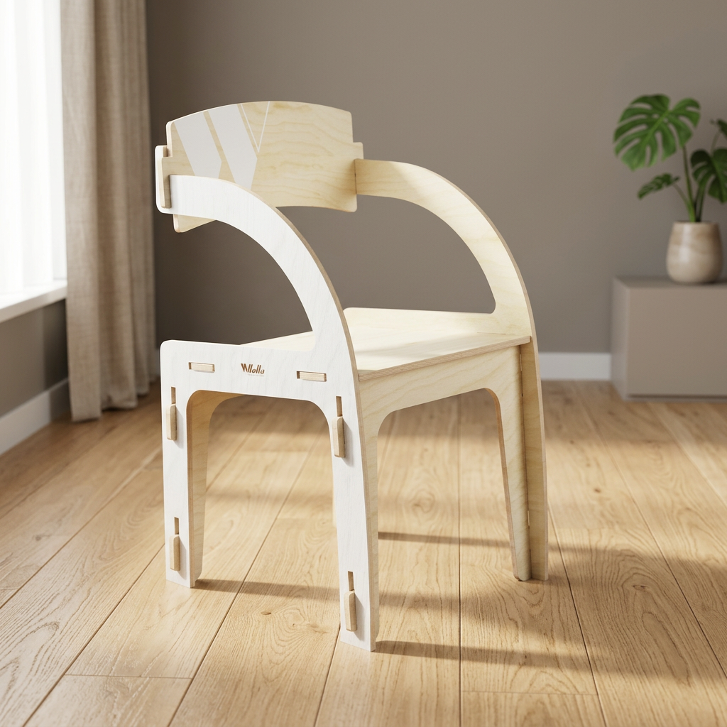 Amazing Modern Chair With Solid Back In Resistant Natural Birch Wood 12mm Interlocking System. Made In Italy Design By WLLALLA