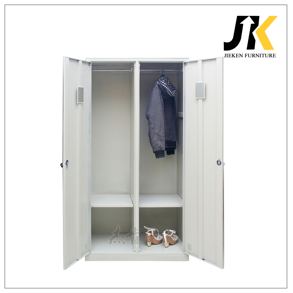 2-Door Steel Closet Wardrobe Home Furniture Metal Clothes Storage Cabinet Locker for Bedroom Use